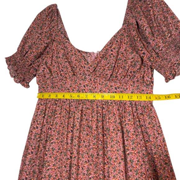 PinkBlush Floral Maxi Dress M Puff Sleeve Sweetheart Tiered Milkmaid Soft Girl - Picture 13 of 13